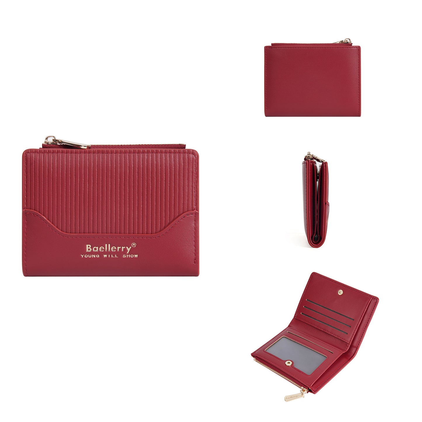 Women's Short Striped Zipper High Sense Female Ladies Wallets