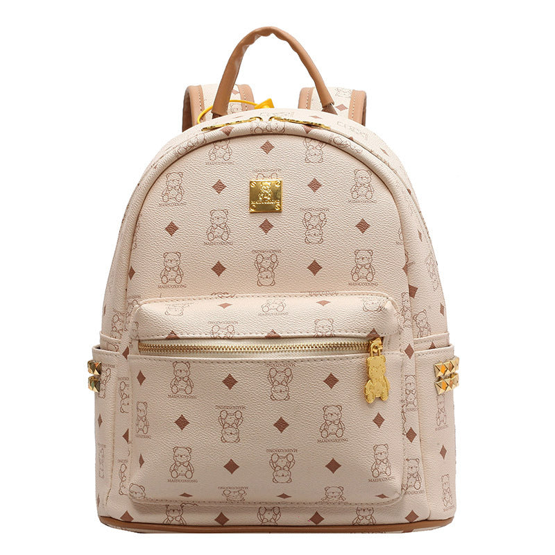 Women's Cute Bear Printed Fashionable Commuter Large Backpacks