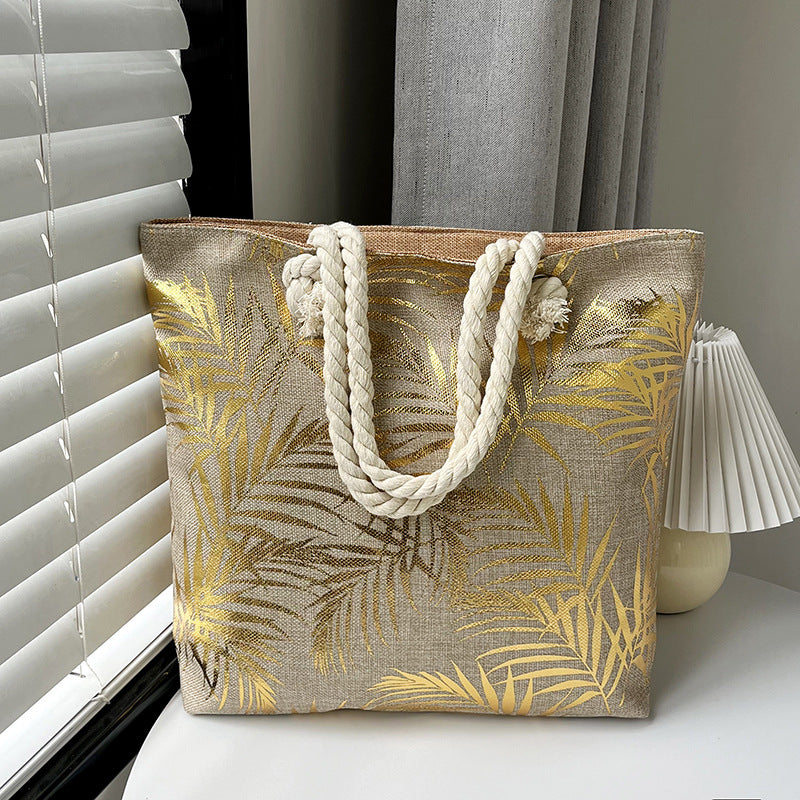 Women's Linen Hot Printed Pattern Large Capacity Shoulder Bags