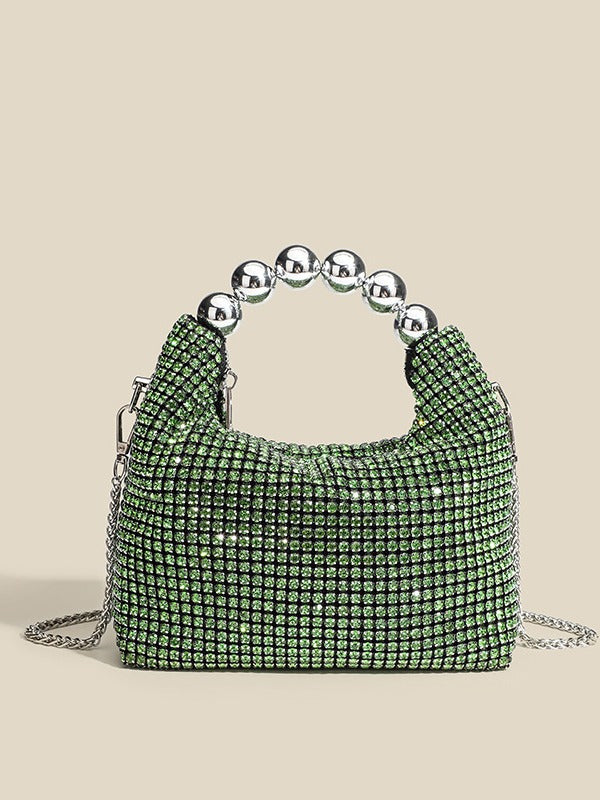 Women's Round Beads With Brick Fashion Diamond Chain Evening Bags