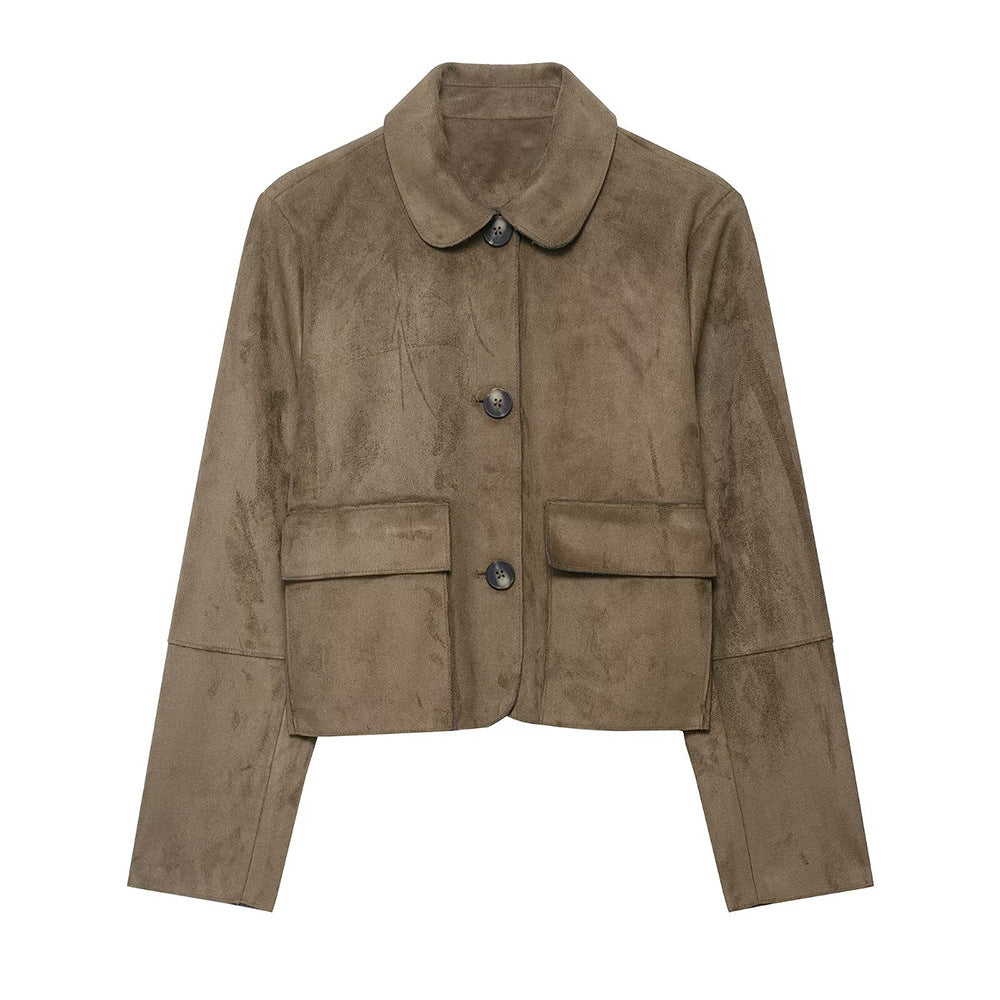 Women's Refined Stylish Versatile Minimalist Design Suede Jackets