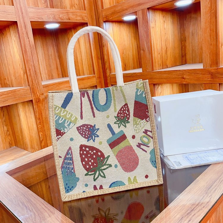Portable Linen Cartoon Creative Knitting Korean Shoulder Bags