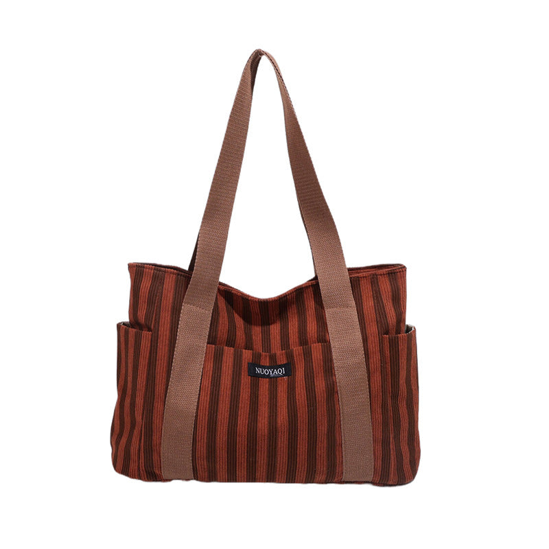 Women's Commuter Large Capacity Striped Temperament Fashion Shoulder Bags