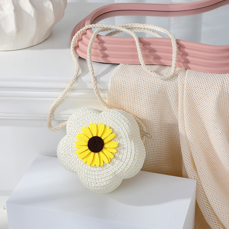 Women's Woven Seaside Flower Beach Summer Mini Children's Coin Purse