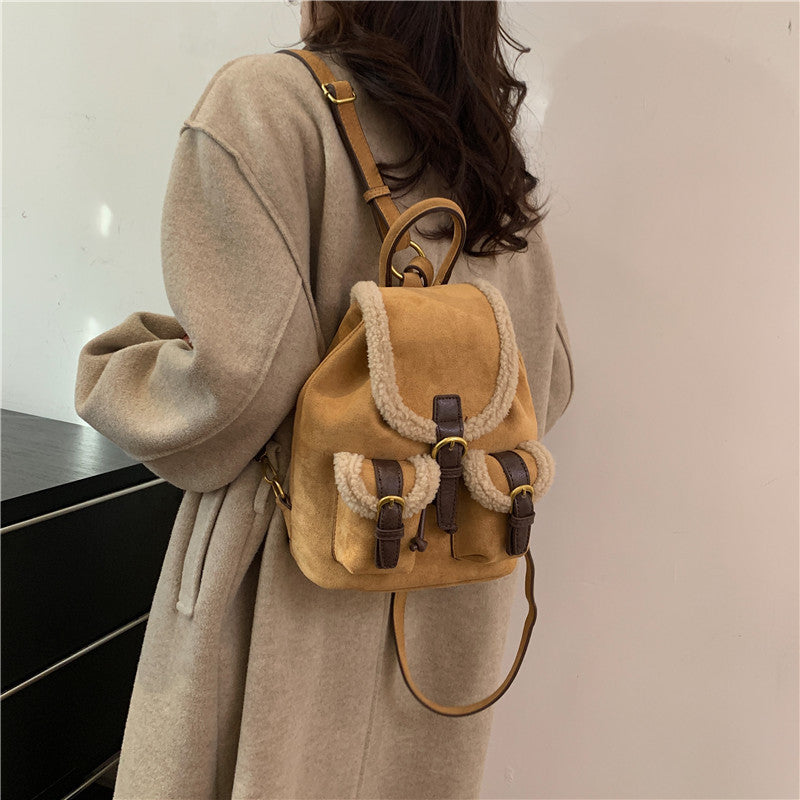 Women's Winter Plush Minority Fashion Retro High-grade Shoulder Bags