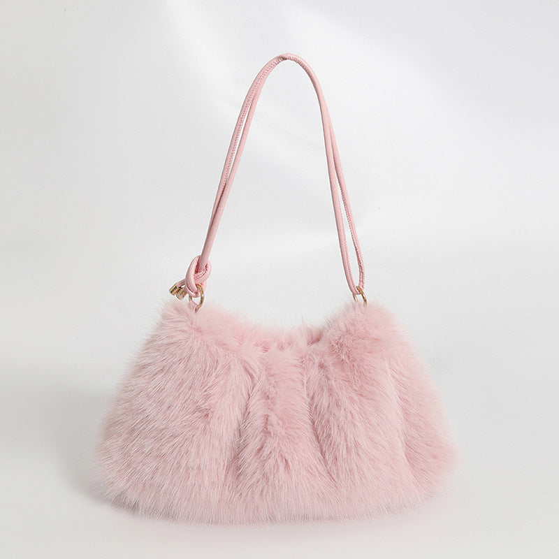 Women's Fur Fashion Underarm High-grade Portable Large Shoulder Bags
