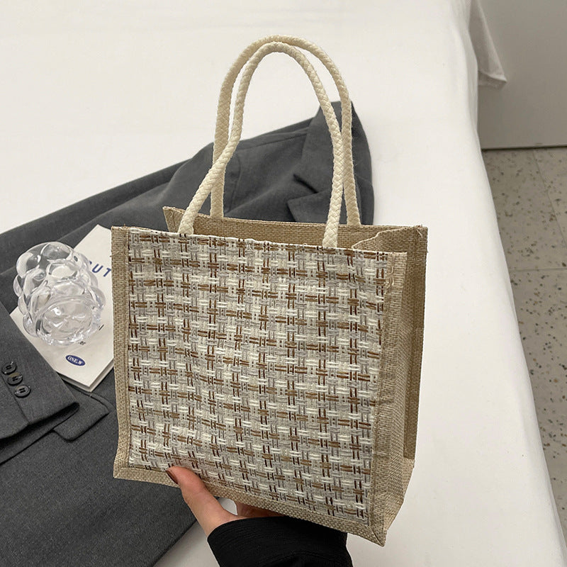 Linen Woven Fashion Lunch Box Pouch Shoulder Bags