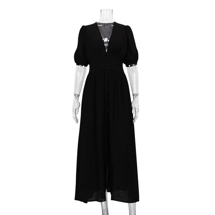Dress Design Puff Sleeve Slimming Temperament Dresses