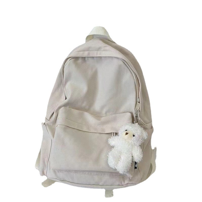 Style Waterproof Canvas Junior Simple Solid Middle School Students' Schoolbags