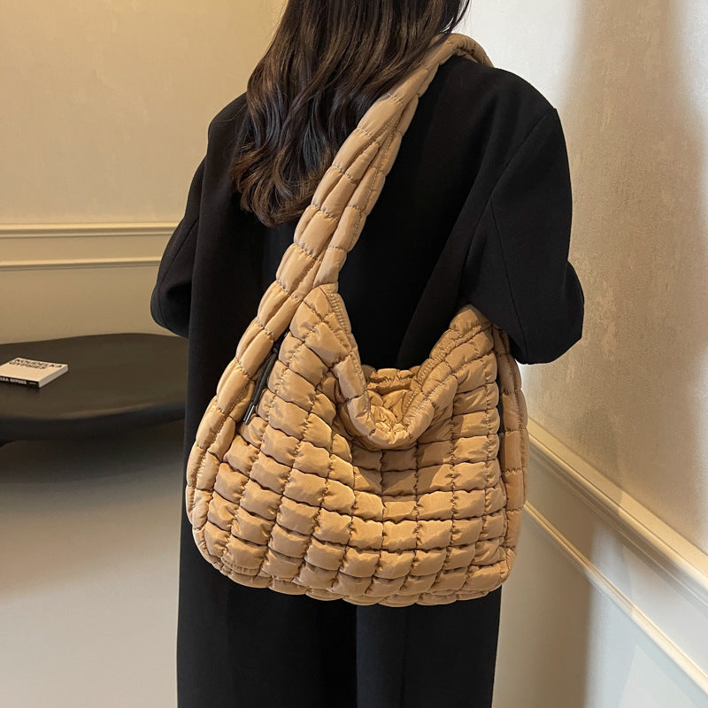 Women's Pleated Cloud Large Capacity Down Cotton Travel Bags