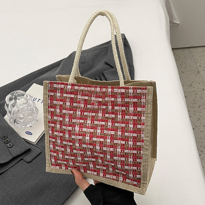 Linen Woven Fashion Lunch Box Pouch Shoulder Bags