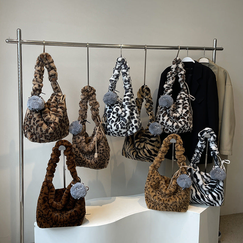 Women's Fur Vintage Leopard Print Street Trendy Crossbody Bags