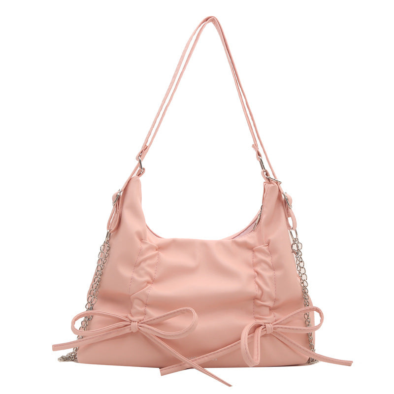 Women's Pleated Bow Trendy Fashion Sweet Leisure Tote Bags