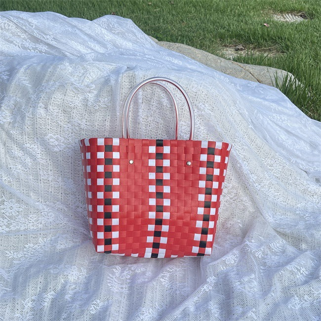 Women's Woven Large Capacity Straw Portable Vegetable Handbags