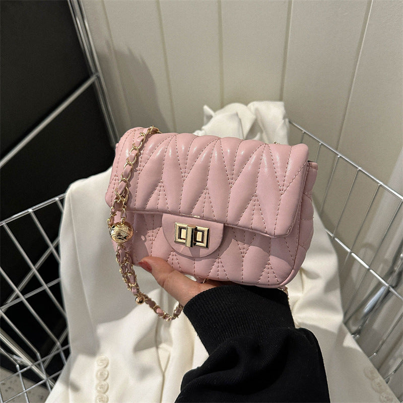 Women's Beautiful Fashionable Rhombus Chain Pink Crossbody Bags