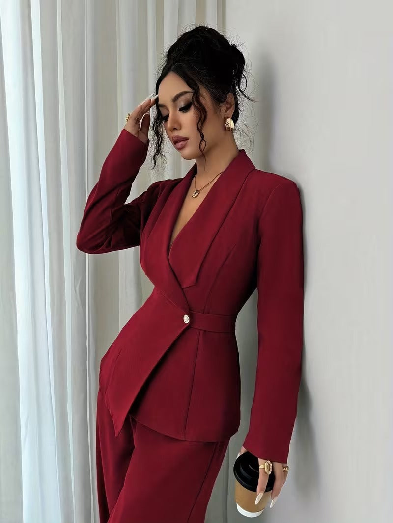 Women's Set Solid Color Long Sleeve Shirt Fashion Casual Suit