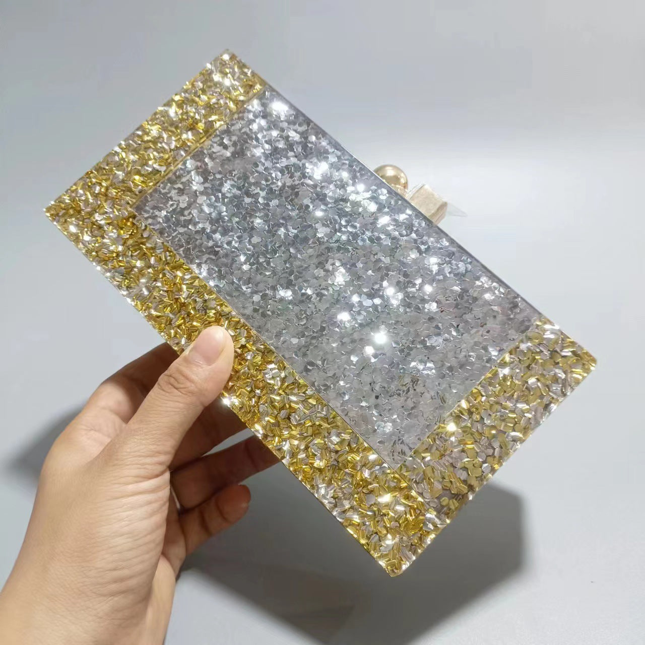 Women's Dinner Retro Splicing Trendy Acrylic Chain Evening Bags