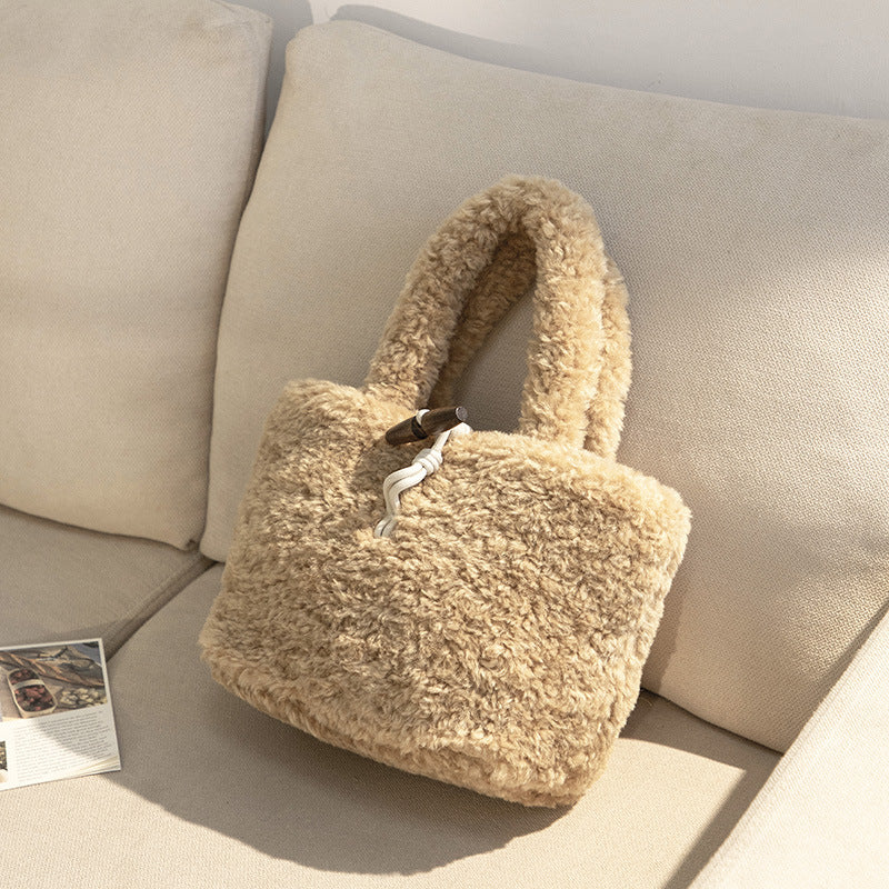 Korean Style Furry Lamb Carrying Niche Tote Bags