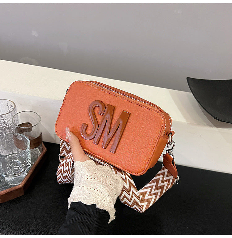 Women's Fashion Trendy Versatile Niche Alphabet Wide Shoulder Bags