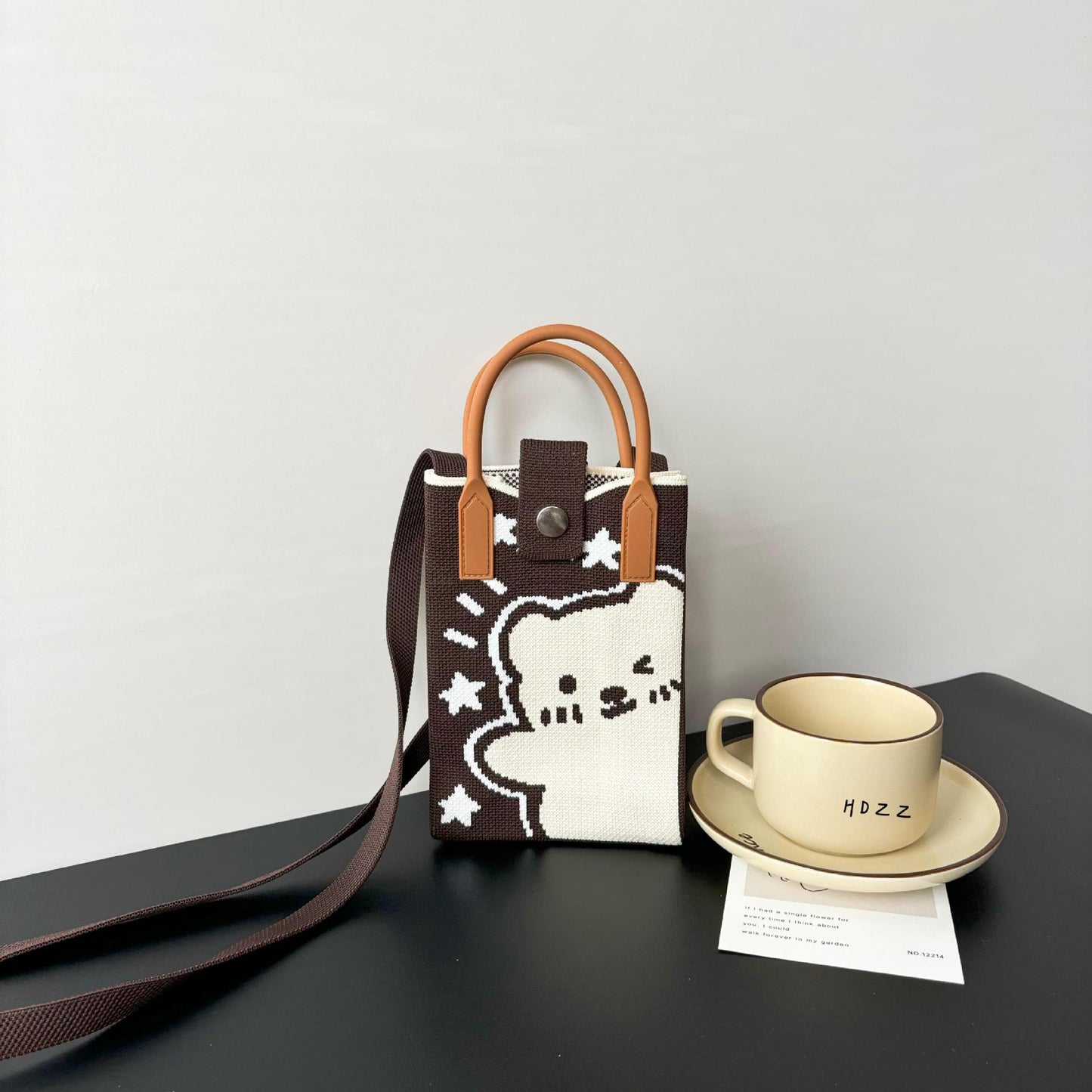 High Sense Mobile Cartoon Knitted Dopamine Bags