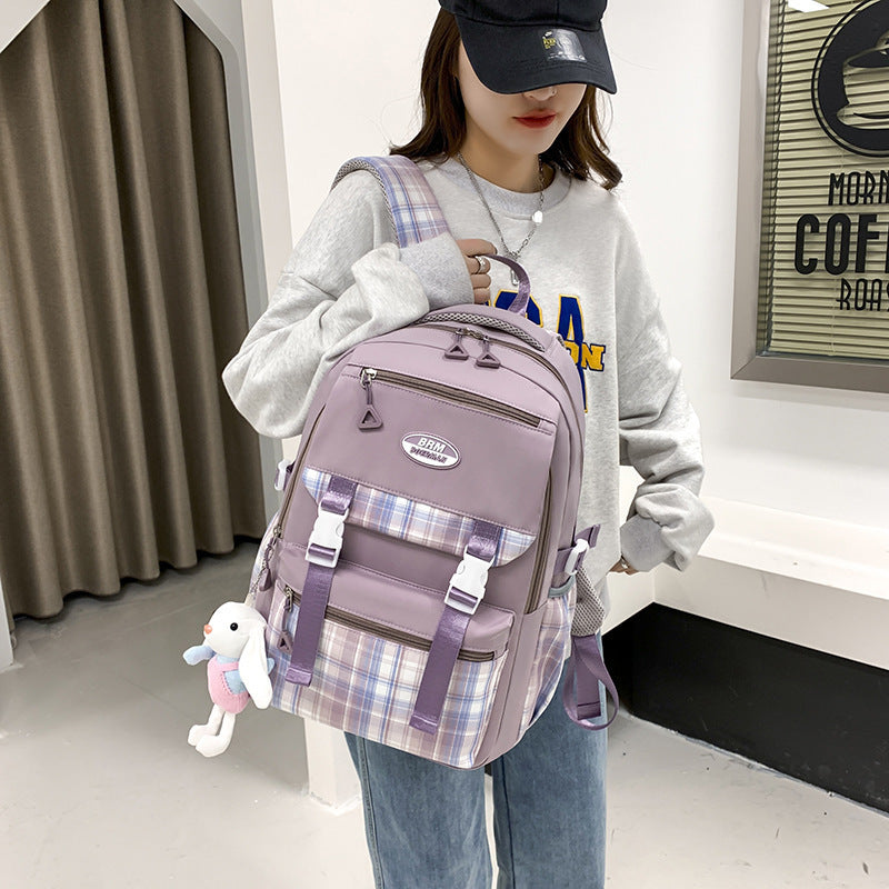 Women's Fresh Plaid Summer Campus Fashion Backpacks