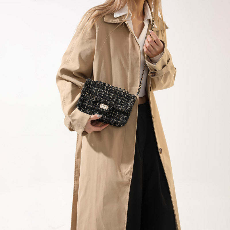 Woven Niche Temperament Chic Woolen Chain Shoulder Bags