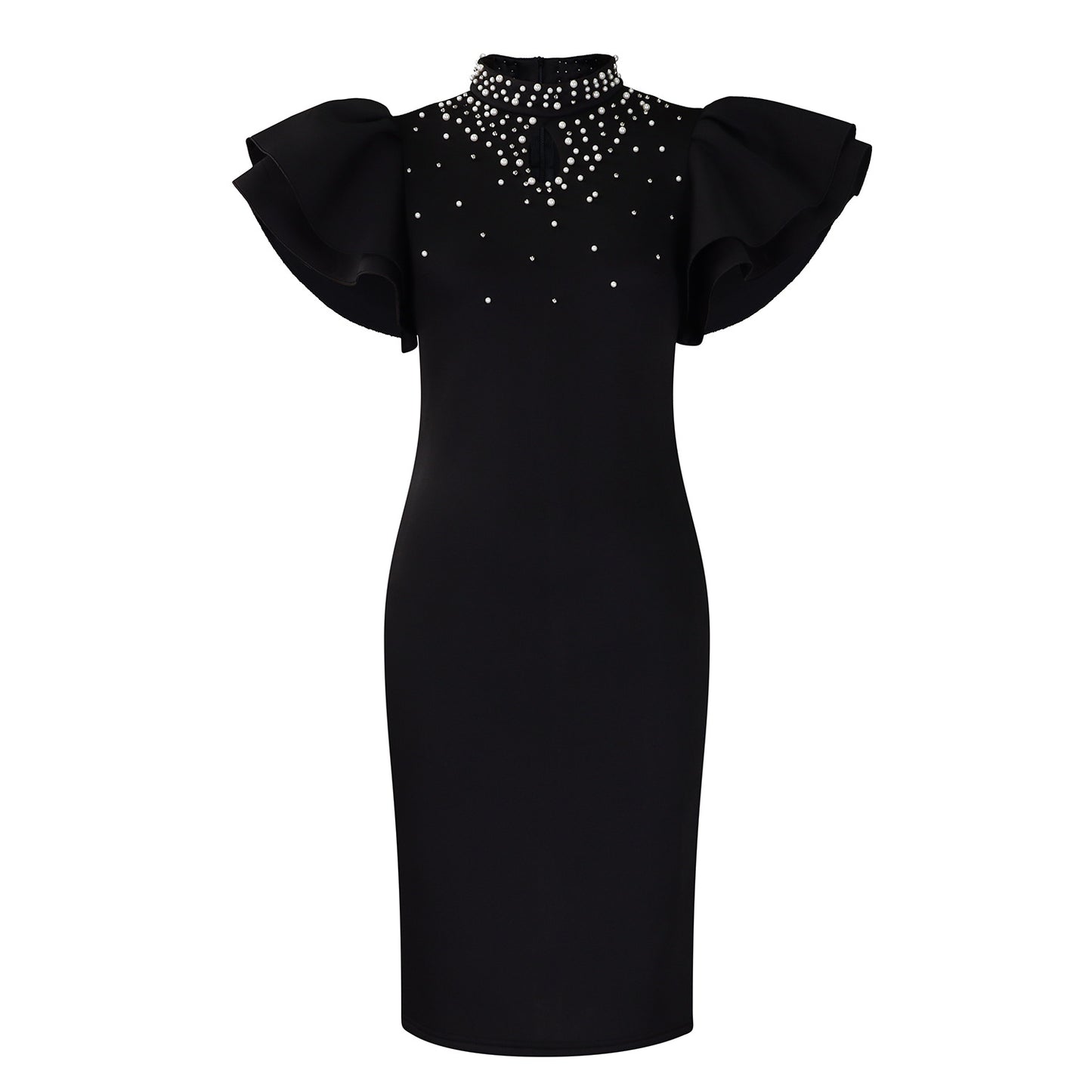 Women's Sexy Ruffle Sleeve Beading Party Dinner Dresses