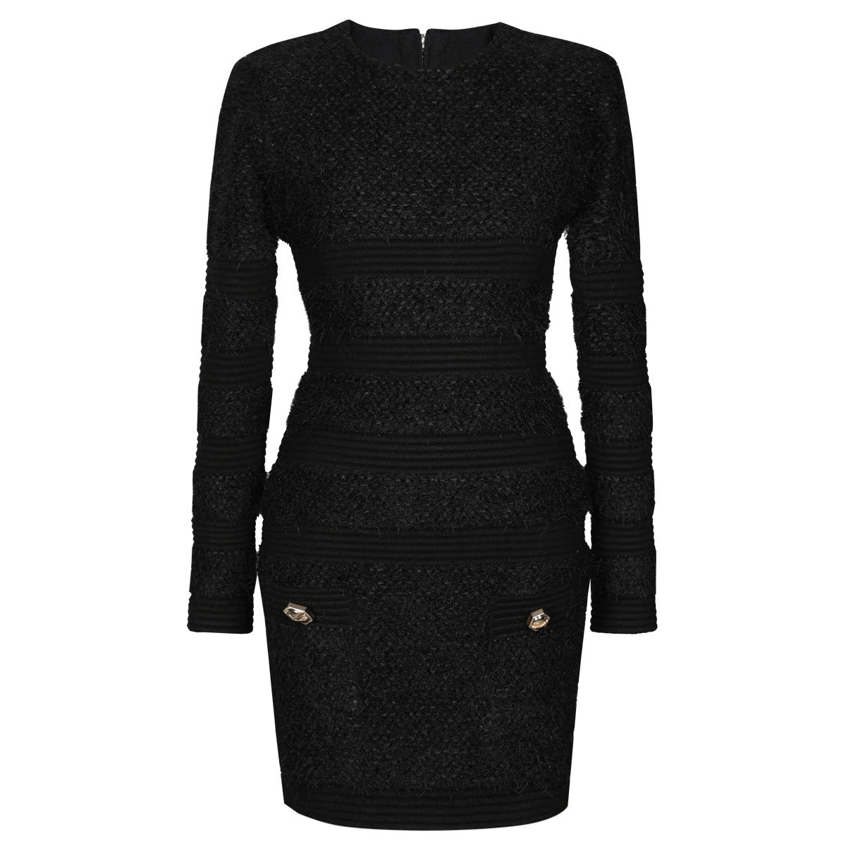 High Quality Fashion Knitted Round Neck Mohair Dresses
