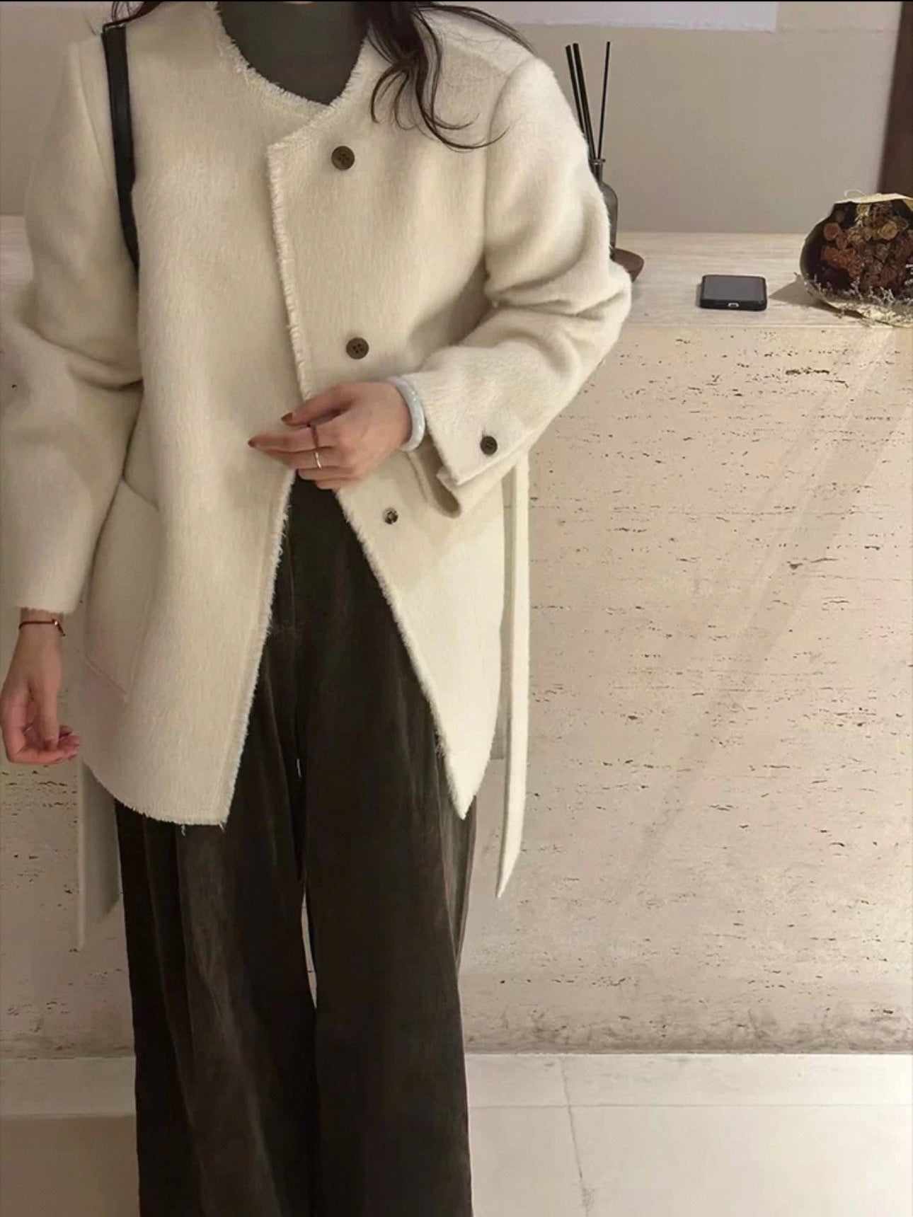 Penny Wool Angora Mulberry Silk Tassel Coats