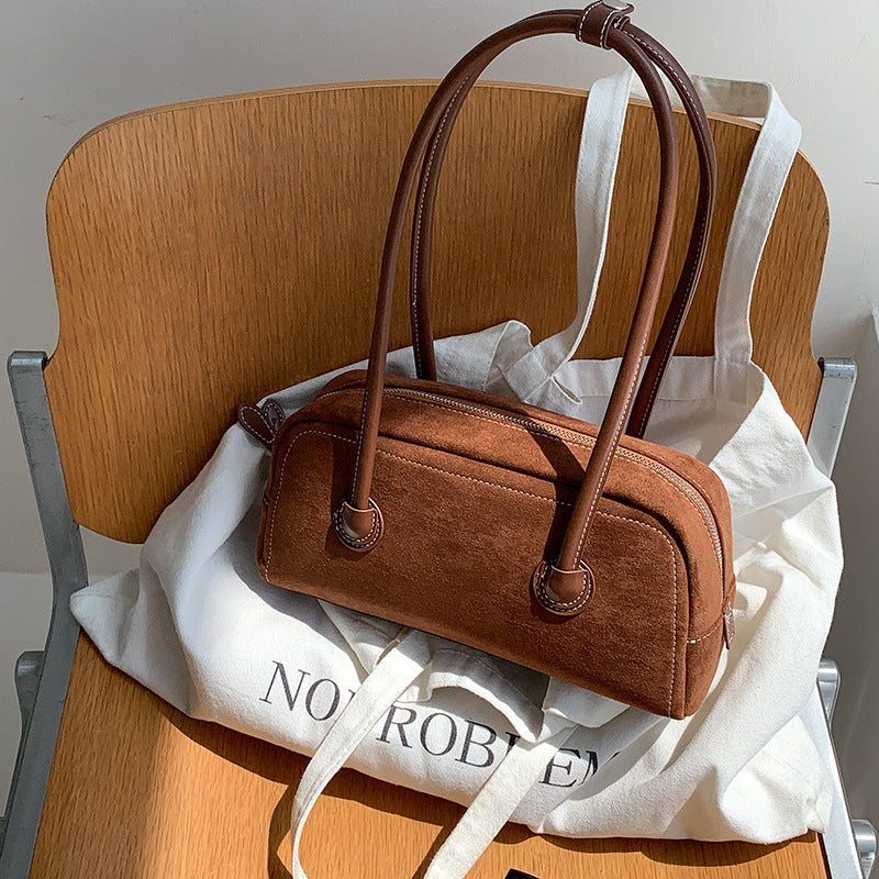 Women's Fashion Suede Niche High Sense Baguette Shoulder Bags