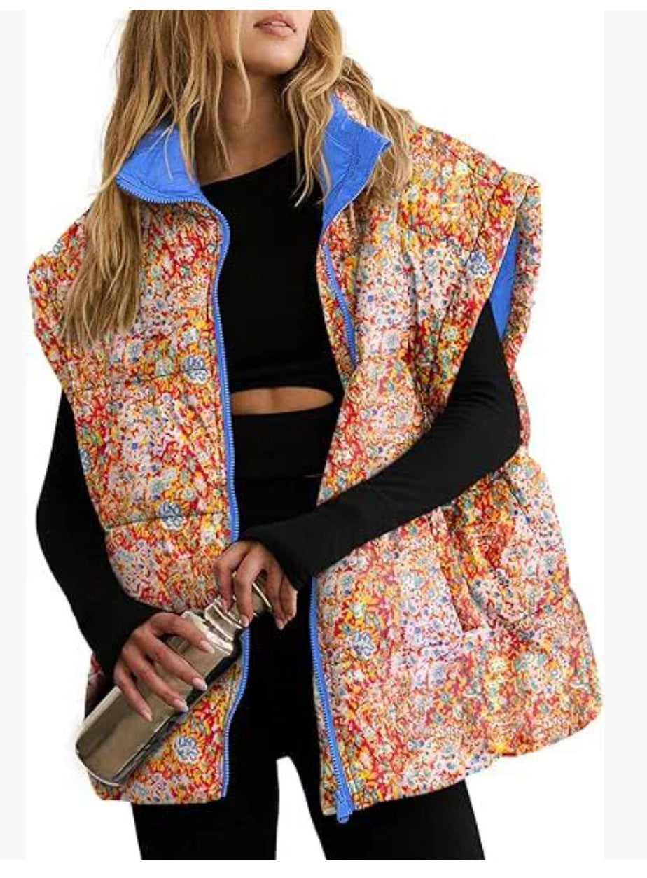 Women's Fashion Solid Color Zipper Pocket Stand-up Vests