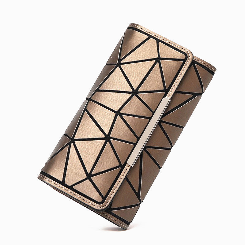 Women's Geometric Luminous Long Rhombus Large Colorful Ladies Wallets