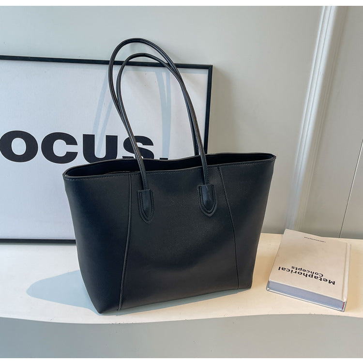 Women's Large Capacity Portable Underarm Fashion Simple Solid Color Big Shoulder Bags