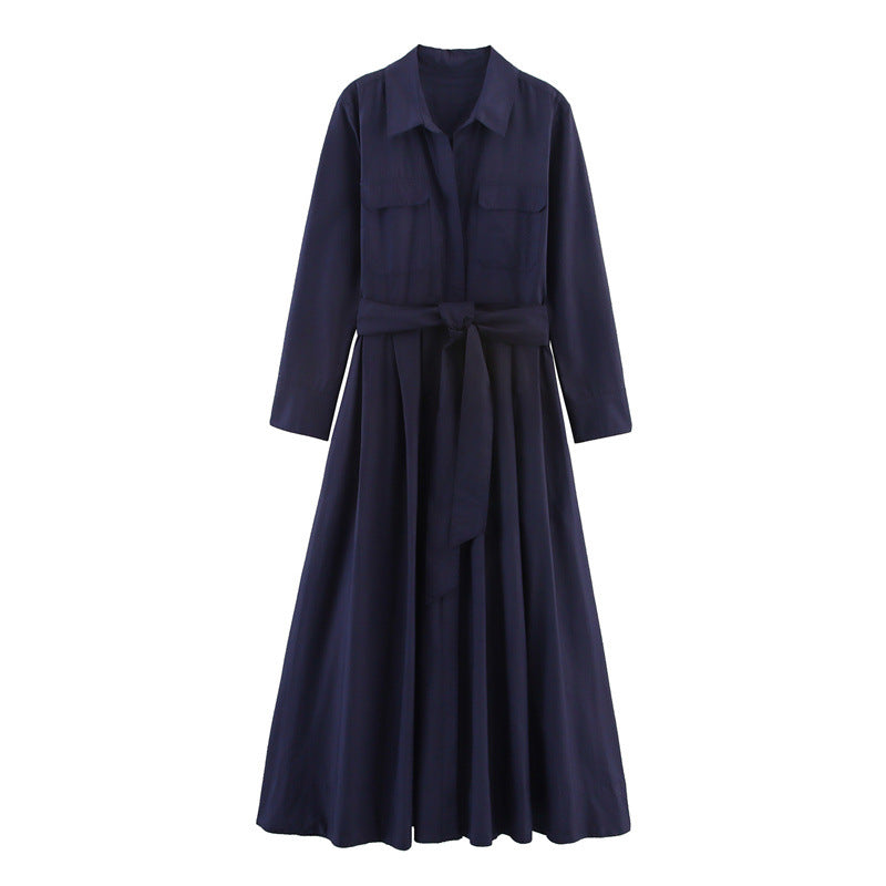 Women's Autumn Fashionable Casual Loose Poplin Shirt Dresses