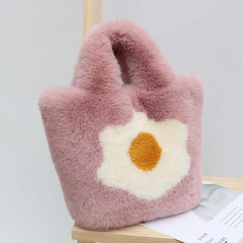 Women's Fashion Plush Portable Fur Large Capacity Shoulder Bags