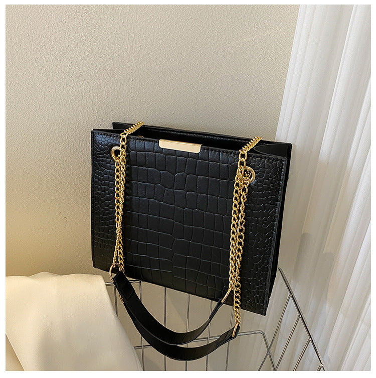 Women's Fashion Stone Pattern Chain Texture Shoulder Bags