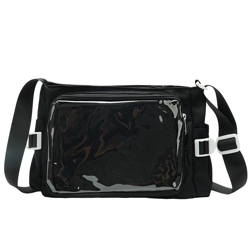 Women's Style Transparent Canvas Campus Cartoon Snacks Crossbody Bags