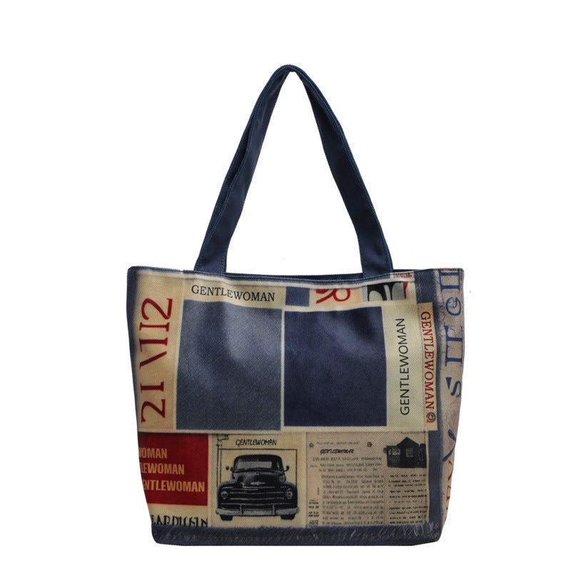 Women's Niche Letter Canvas Large Capacity Shoulder Bags