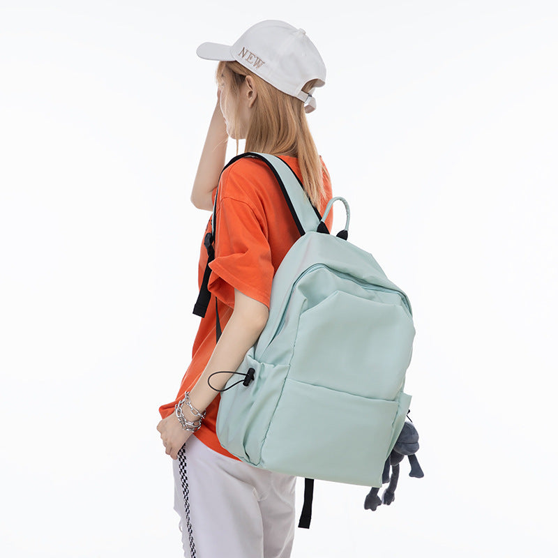Simple Pure Color Trendy Couple Large Backpacks