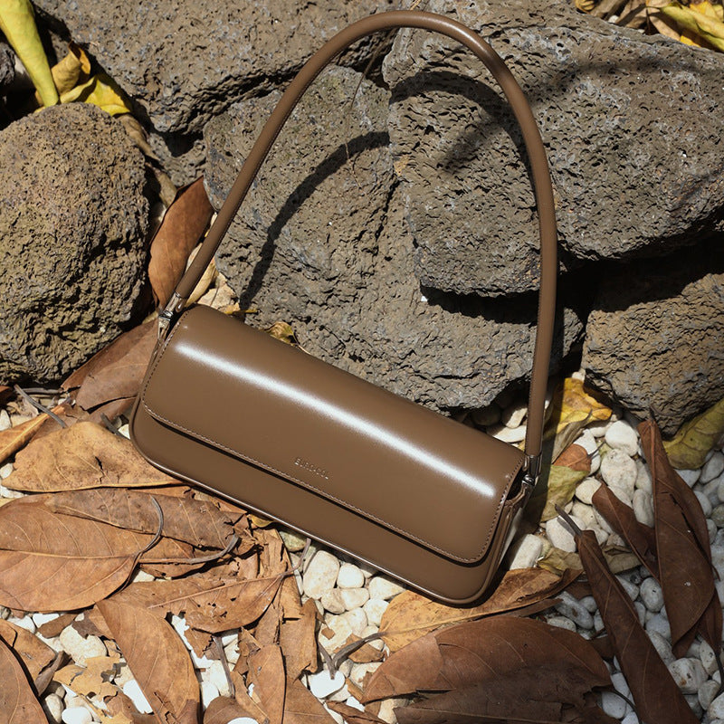 Women's Baguette Genuine Leather Fashion Design Portable Armpit Bags
