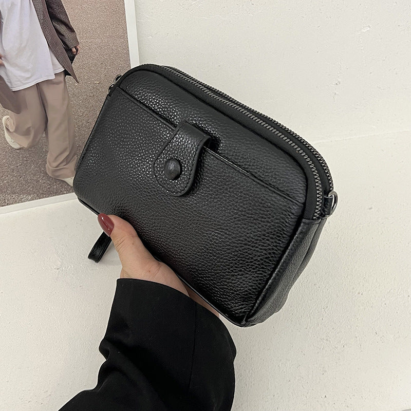 Women's Top Layer Cattlehide Leather Fashion Double Shoulder Bags