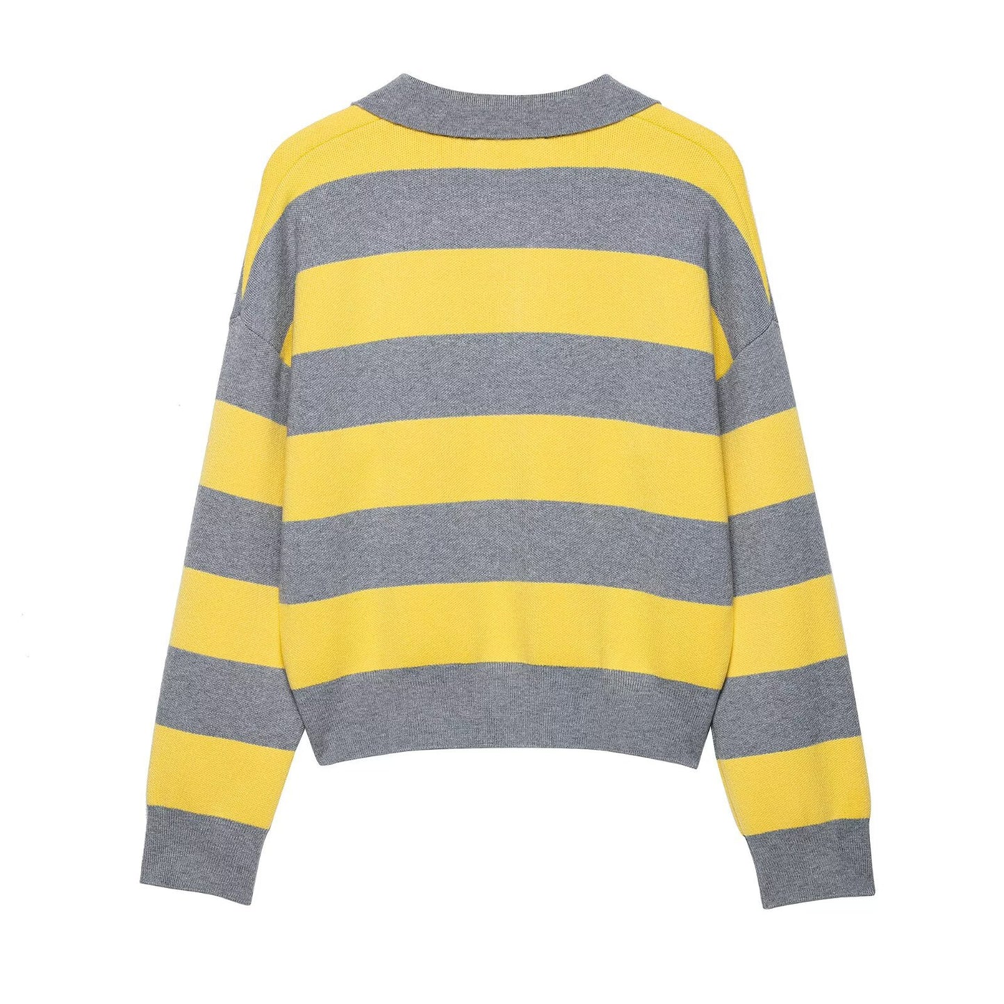 Women's Autumn Lapel Long Sleeve Color Matching Knitwear