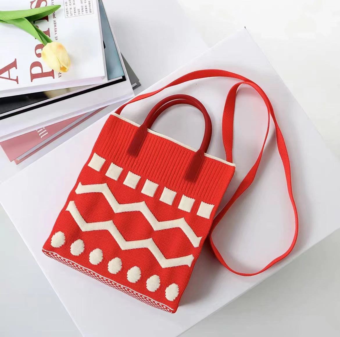 Korean Style Contrast Color Silicone Knitted Crossbody Bags