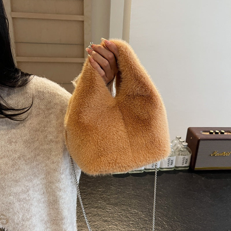 Women's Korean Style Hand Imitate Rex Rabbit Crossbody Bags