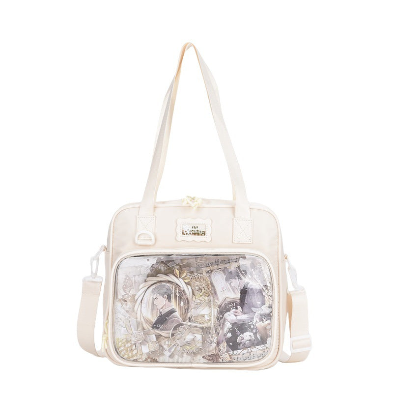 Large Capacity Class Transparent Cartoon Two-dimensional Shoulder Bags