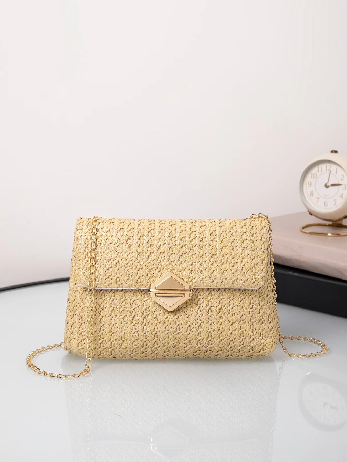 Women's Fashion Korean Style Trendy Straw Closed Crossbody Bags