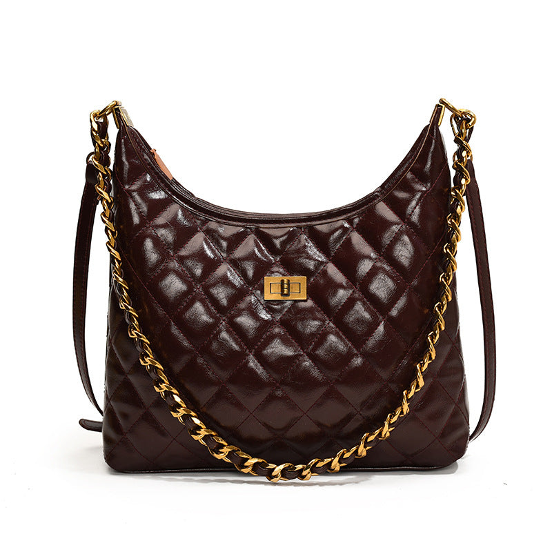 Women's Retro Diamond Style Chain Underarm Tote Bags