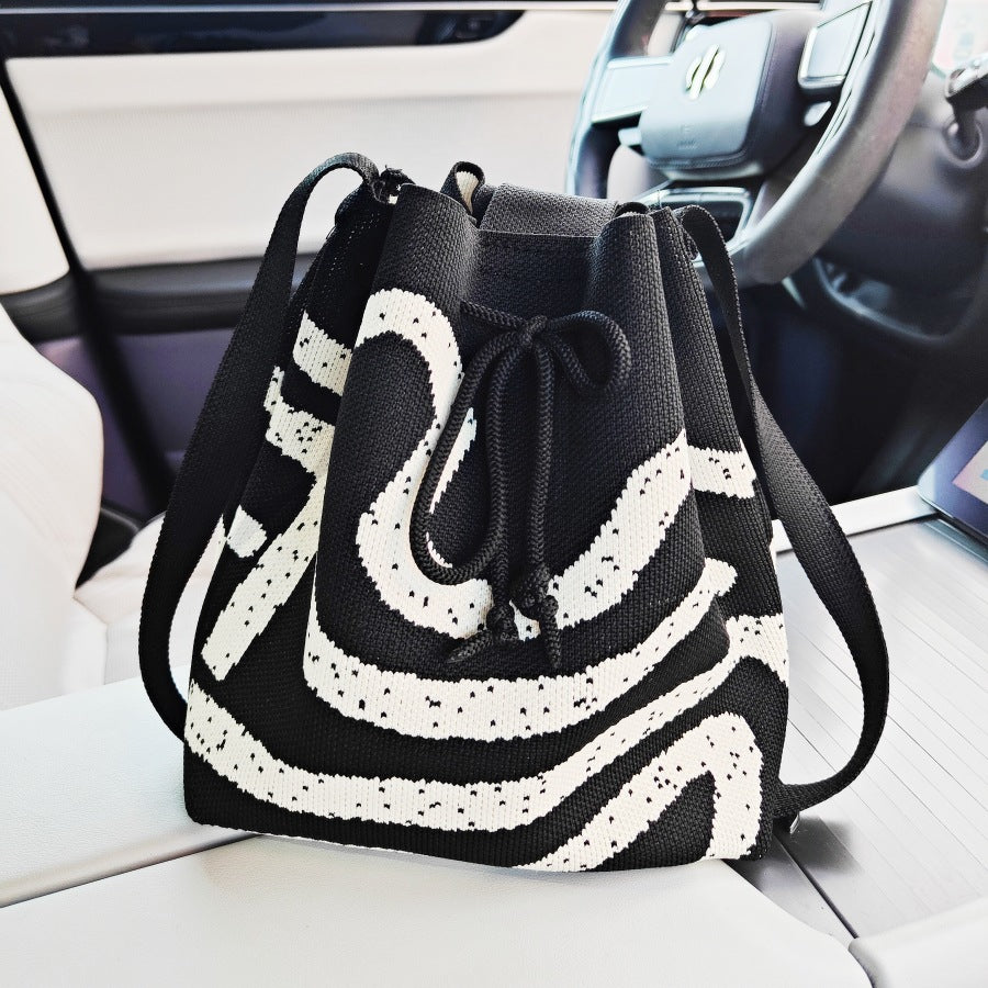 Women's Knitted Wool Version Hand Carrying Box Bags