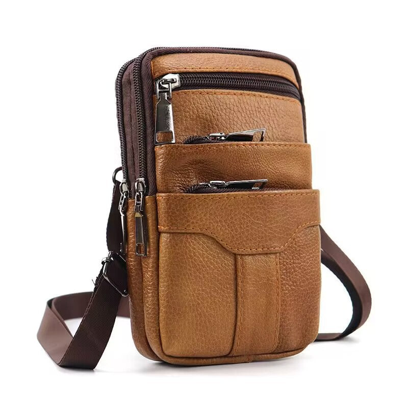 Men's Genuine Cowhide Mobile Waterproof First Layer Men's Shoulder Bags