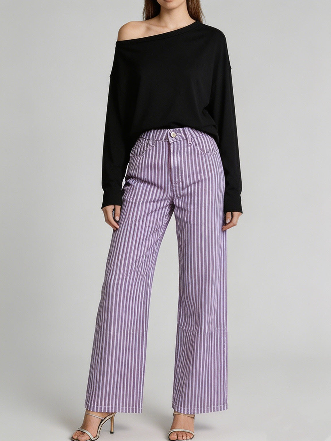 Innovative Source Stripe Fashion Design Casual Women's Jeans